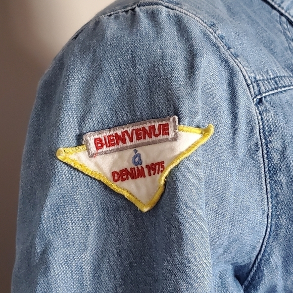 Zara Denim Patch Shirt Dress Button Down Collared Blue Womens Size Small - Picture 6 of 12